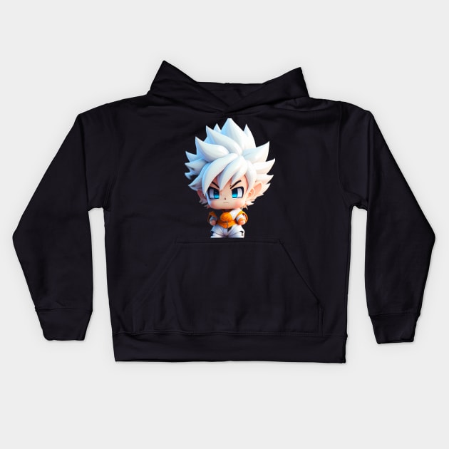 Ultra instinct white hair goku style martial artist miniature Kids Hoodie by Miniunstube